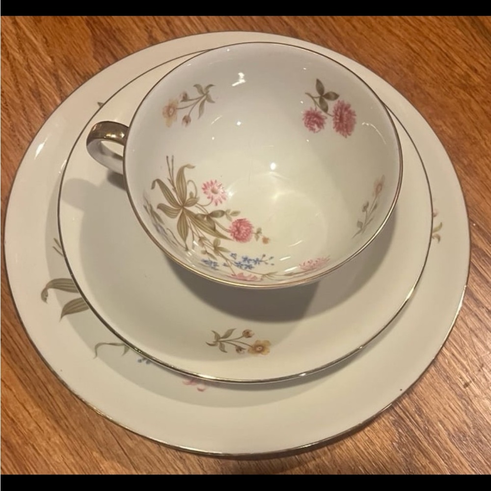 Bavarian China 3 piece Floral tea set